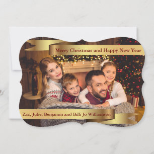 Full Card Foto Double Gold Banner Extravagantes Fo Feiertagskarte