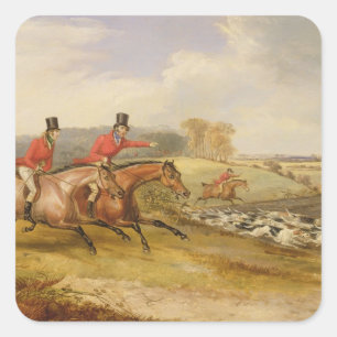 Full Cry, Bachelor's Hall, 1835 (Öl auf Leinwand) Quadratischer Aufkleber