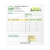 Full Custom invoice with logo | Small Business  Notizblock (Vorderseite)