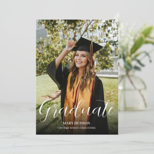 Full Graduate Photo Graduation Einladung (Stehend Vorderseite)