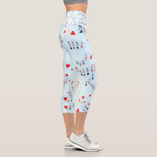 "Full House Frenzy: Scattered Quad Threys" Capri Leggings