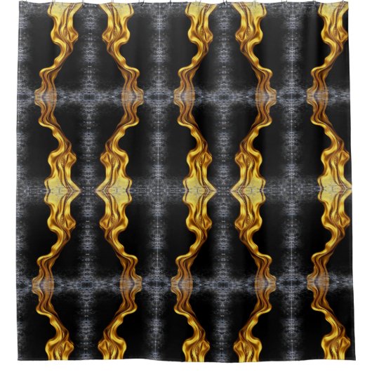 Full Liquid Gold Black Monochrome Abstract Art Ach Duschvorhang (Vorderseite)