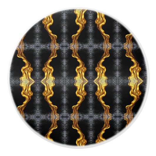 Full Liquid Gold Black Monochrome Cabinet Hardware Keramikknauf (Vorderseite)