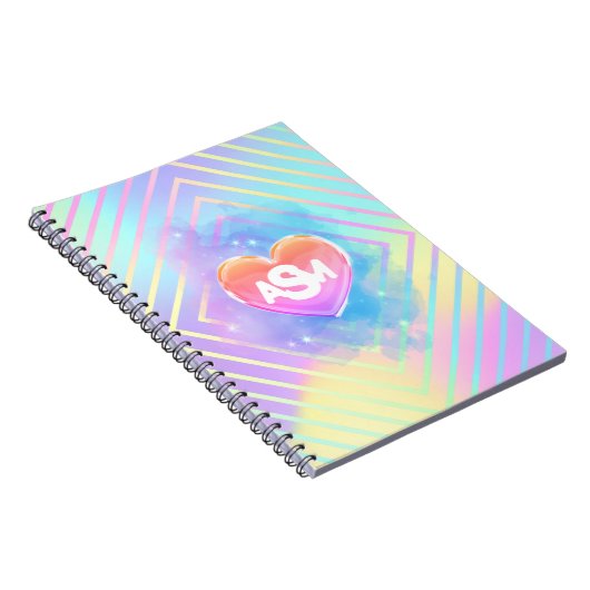 Full Monogram Magic Heart Uni Ruled Notebook Notizblock (Rechte Seite)