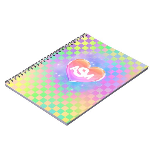 Full Monogram Magic Heart Uni Ruled Notebook Notizblock (Linke Seite)