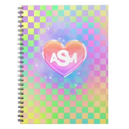 Full Monogram Magic Heart Uni Ruled Notebook Notizblock (Vorderseite)