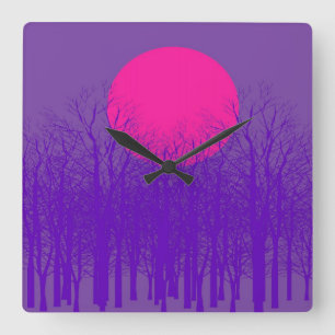 Full Moon #3 Quadratische Wanduhr