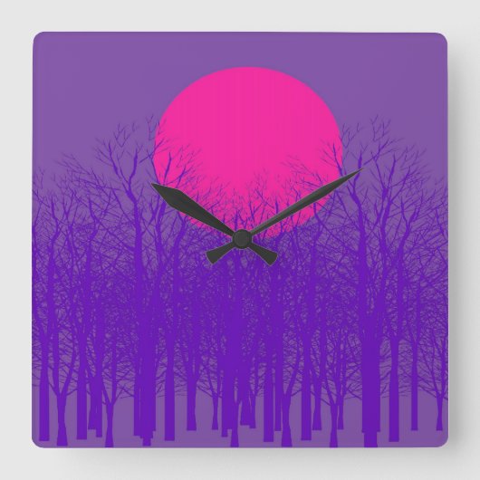 Full Moon #3 Quadratische Wanduhr (Vorderseite)