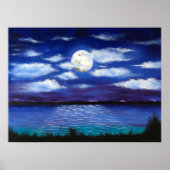 "Full Moon" Abend Ocean Scene Art Poster Print (Vorne)