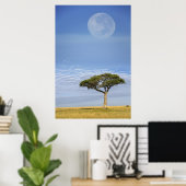 Full moon above acacia trees, Masai Mara, Poster (Heimbüro)