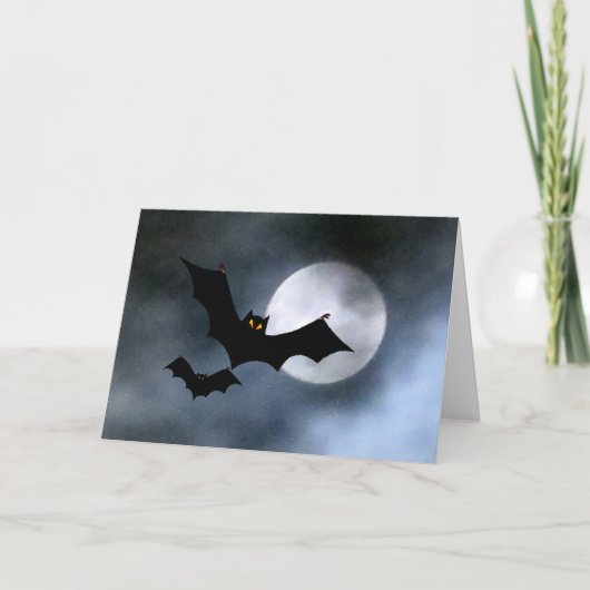 Full Moon and Bats Halloween Card Karte (Vorderseite)