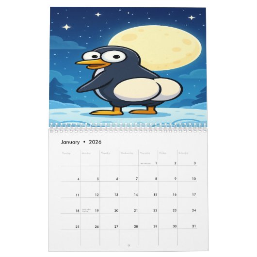 Full Moon Animals 2026 Funny Wall Calendar Kalender (Jan 2026)