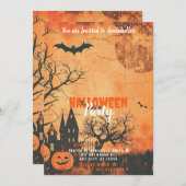 Full Moon Black Birds Halloween-Party Einladung (Vorne/Hinten)