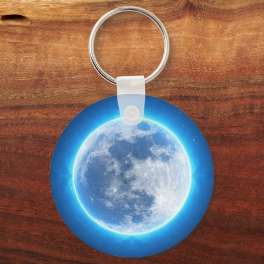 Full Moon Bright Blue Schlüsselanhänger (Vorderseite)