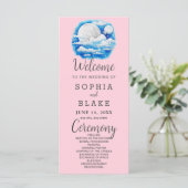 Full Moon Celestial Stars Pink Wedding Programm (Stehend Vorderseite)