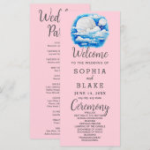 Full Moon Celestial Stars Pink Wedding Programm (Vorne/Hinten)