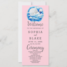 Full Moon Celestial Stars Pink Wedding Programm
