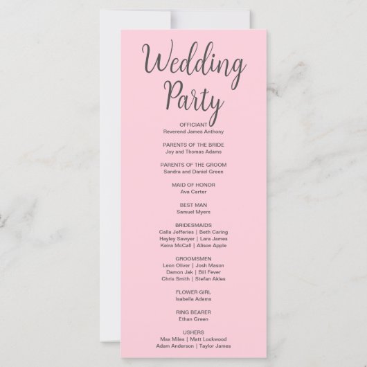 Full Moon Celestial Stars Pink Wedding Programm (Rückseite)