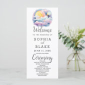 Full Moon Celestial Stars White Wedding Programm (Stehend Vorderseite)