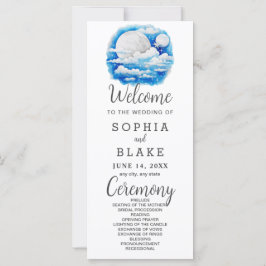 Full Moon Celestial Stars White Wedding Programm