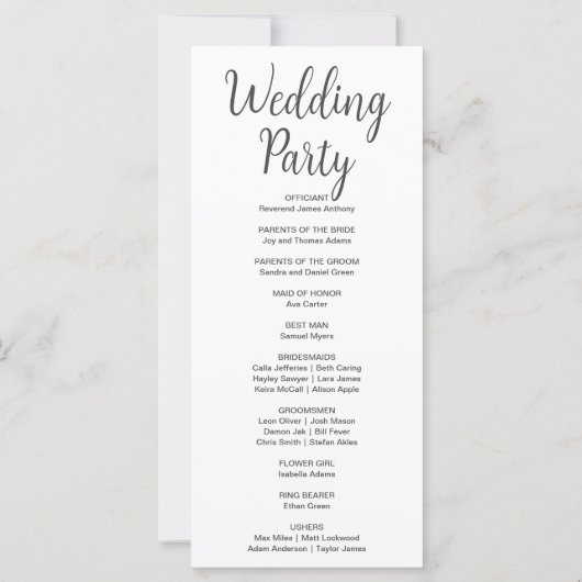 Full Moon Celestial Stars White Wedding Programm (Rückseite)