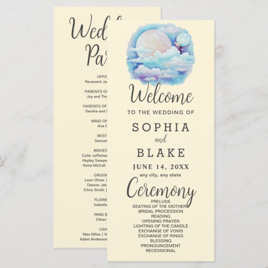 Full Moon Celestial Stars Yellow Wedding Program (Vorne/Hinten)