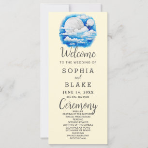 Full Moon Celestial Stars Yellow Wedding Program