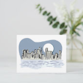 Full Moon City Skyline Postkarte (Stehend Vorderseite)