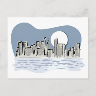 Full Moon City Skyline Postkarte