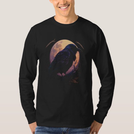 Full Moon Crow Raven Flying Bird Halloween  1 T-Shirt (Vorderseite)