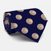 Full Moon Dark Navy Blue Polka Dot Krawatte (Gerollt)