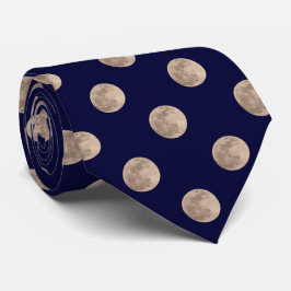 Full Moon Dark Navy Blue Polka Dot Krawatte