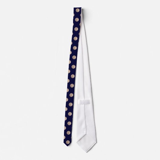 Full Moon Dark Navy Blue Polka Dot Krawatte (Rückseite)