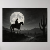 Full Moon Desert Print - Silver Night Western Poster (Vorne)