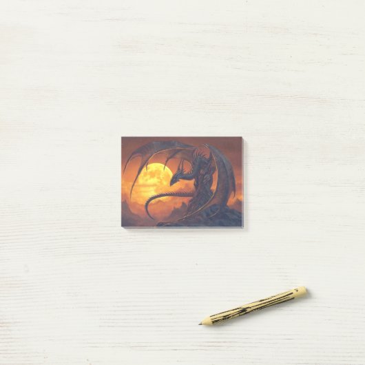 Full Moon Dragon Fantasy Post-it Klebezettel (Auf Schreibtisch)