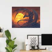 Full Moon Dragon Fantasy Poster (Heimbüro)