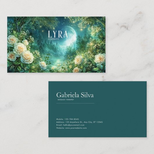 Full Moon Garden and Fairy Tale Castle Night Visitenkarte (Vorne/Hinten)