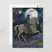 Full Moon Halloween Reitsport Postkarte (Vorne/Hinten)