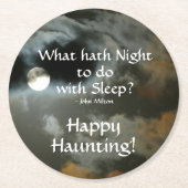 Full Moon Happy Haunting Halloween Runder Pappuntersetzer (Vorderseite)