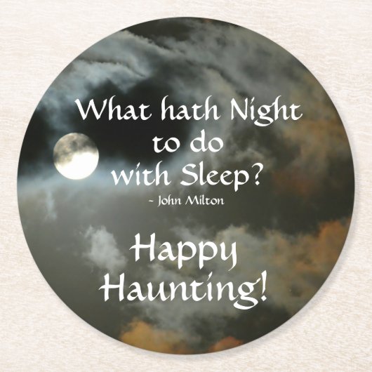 Full Moon Happy Haunting Halloween Runder Pappuntersetzer (Vorderseite)