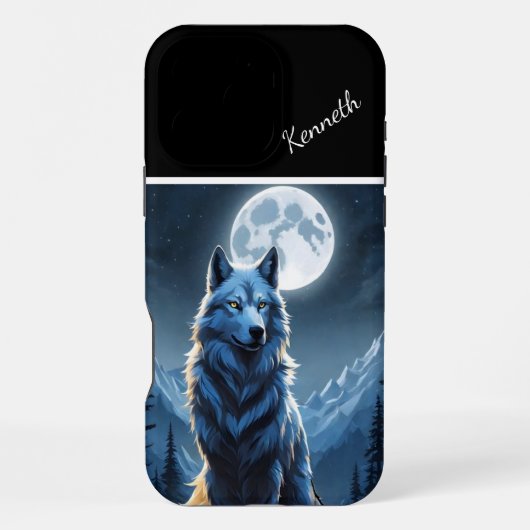 Full Moon Highlights Howling Wolf iPhone Hülle (Rückseite)