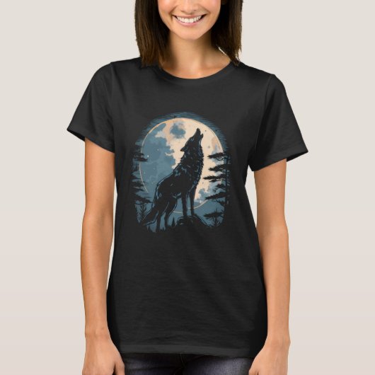 Full Moon Howling Wolf 2 T-Shirt (Vorderseite)
