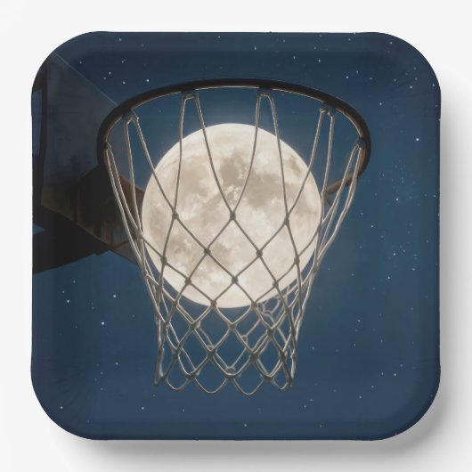 Full Moon In a Basketball Net Pappteller (Vorderseite)