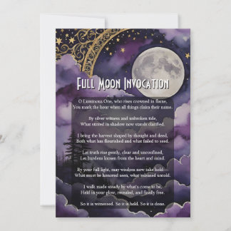 Full Moon Invocation Pagan Prayer Ritual Card Einladung