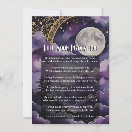 Full Moon Invocation Pagan Prayer Ritual Card Einladung (Vorderseite)