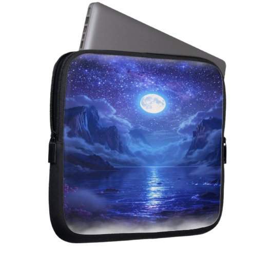 "Full Moon Lake Laptop Sleeve - Landschaftlich Tec (Vorne Rechts)