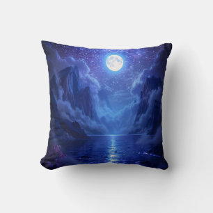 "Full Moon Lake Throw Kissen - Serene Nature