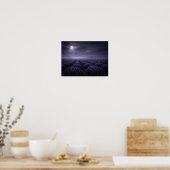 Full Moon Lavender Field Poster - Misty Night (Küche)