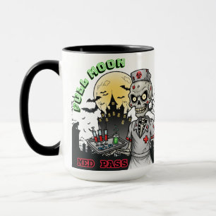 Full Moon Med Pass Zombie Nurse Halloween Keramik Tasse