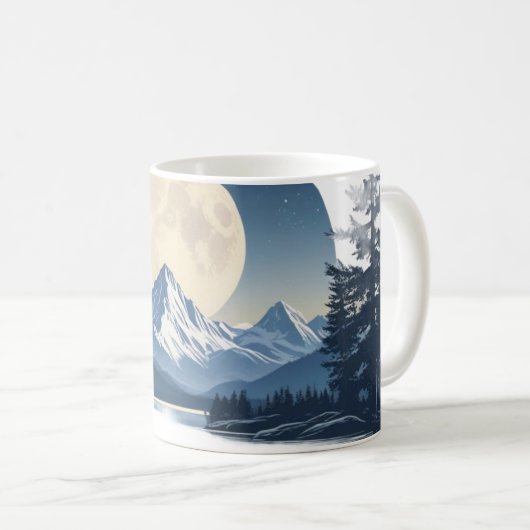 Full Moon Mountain Landscape Sweatshirt Kaffeetasse (VorderseiteRechts)